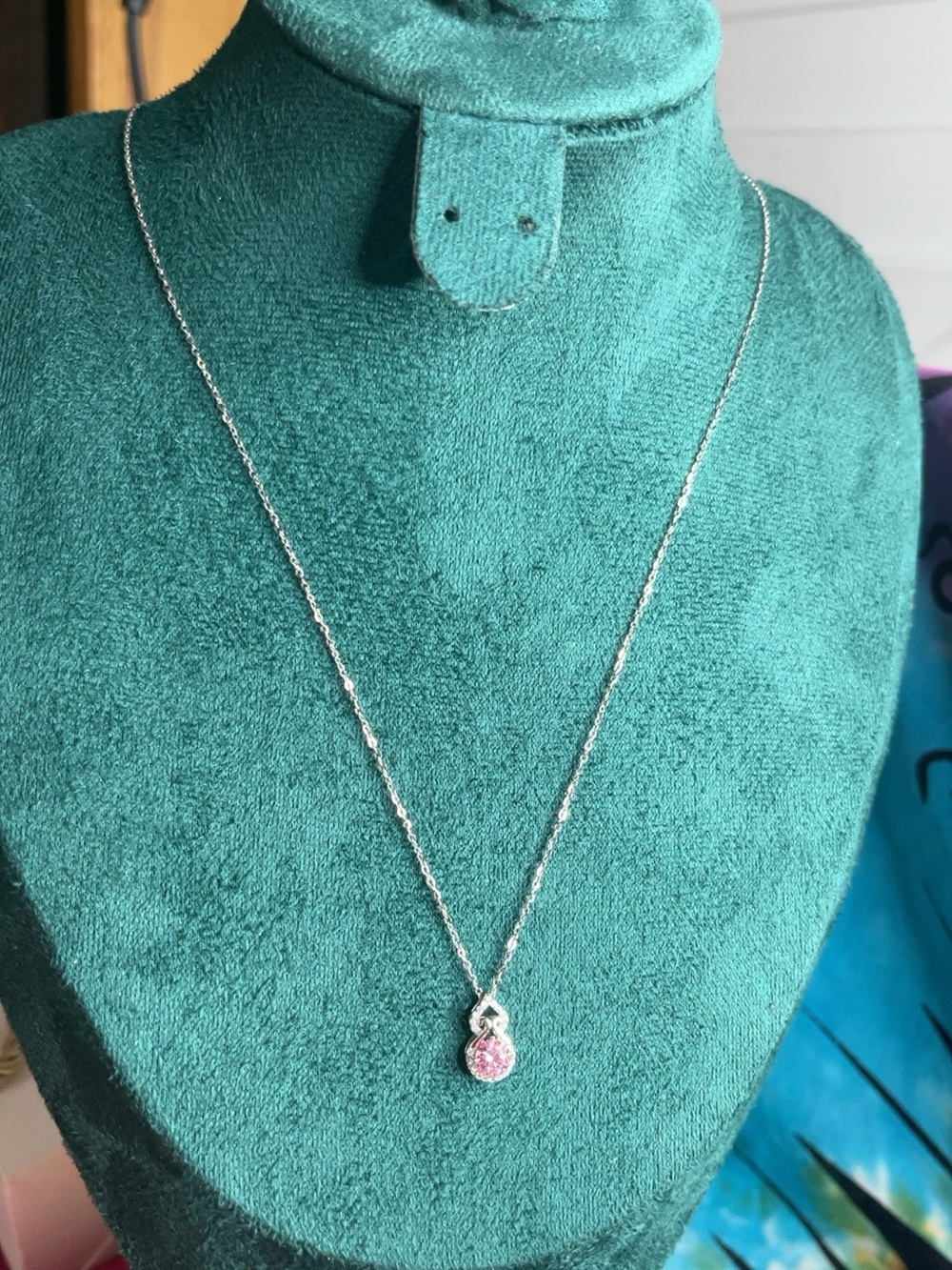 Sterling Silver Pink Moissanite 0.50 CT Halo Pendant Necklace DTP